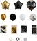 Black and Gold Garland Arch Kit Metallic Confetti Dots Various Sized Balloons Decorative Elements Square Shimmer Wall Transparent Heavy Duty Hooks Black Ribbon Happy Birthday Wedding Graduation